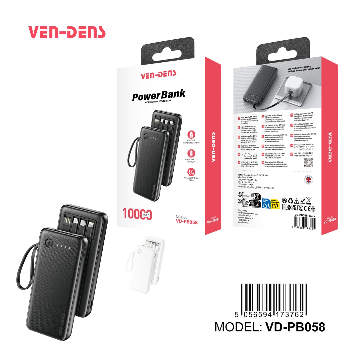 VEN-DENS VD-PB058 10000mAh Power Bank