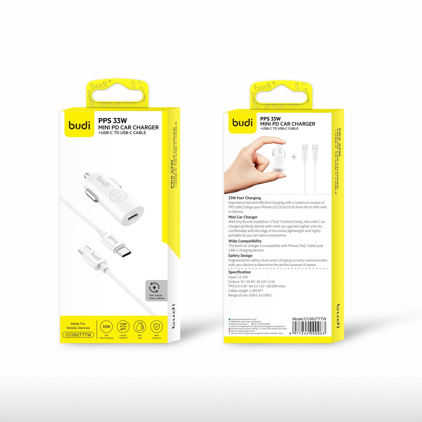 budi 062TTLW 33W PD Car Charger - iPhone