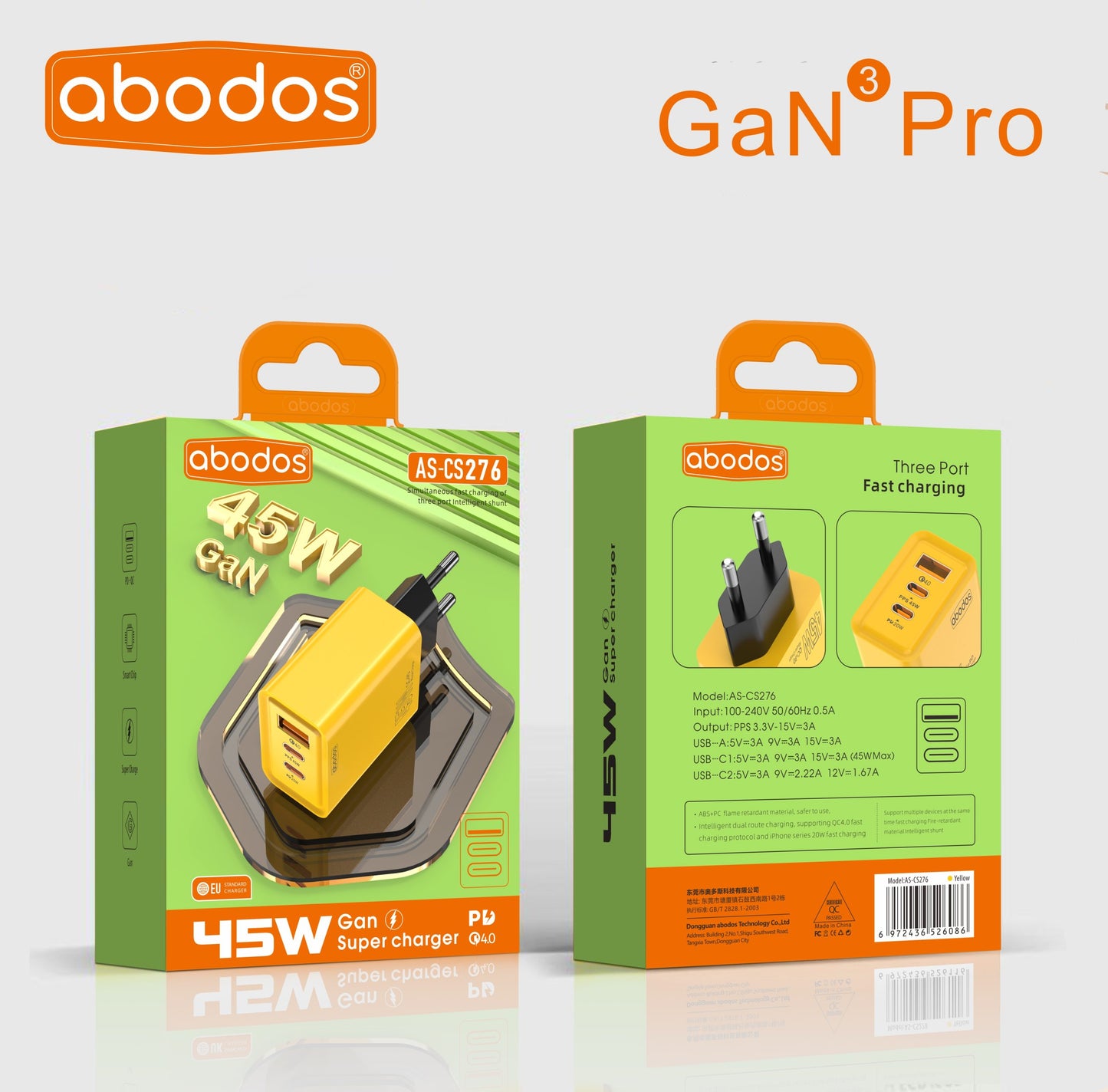 Abodos AS-CS276 GaN USB+PD*2 45W Charger