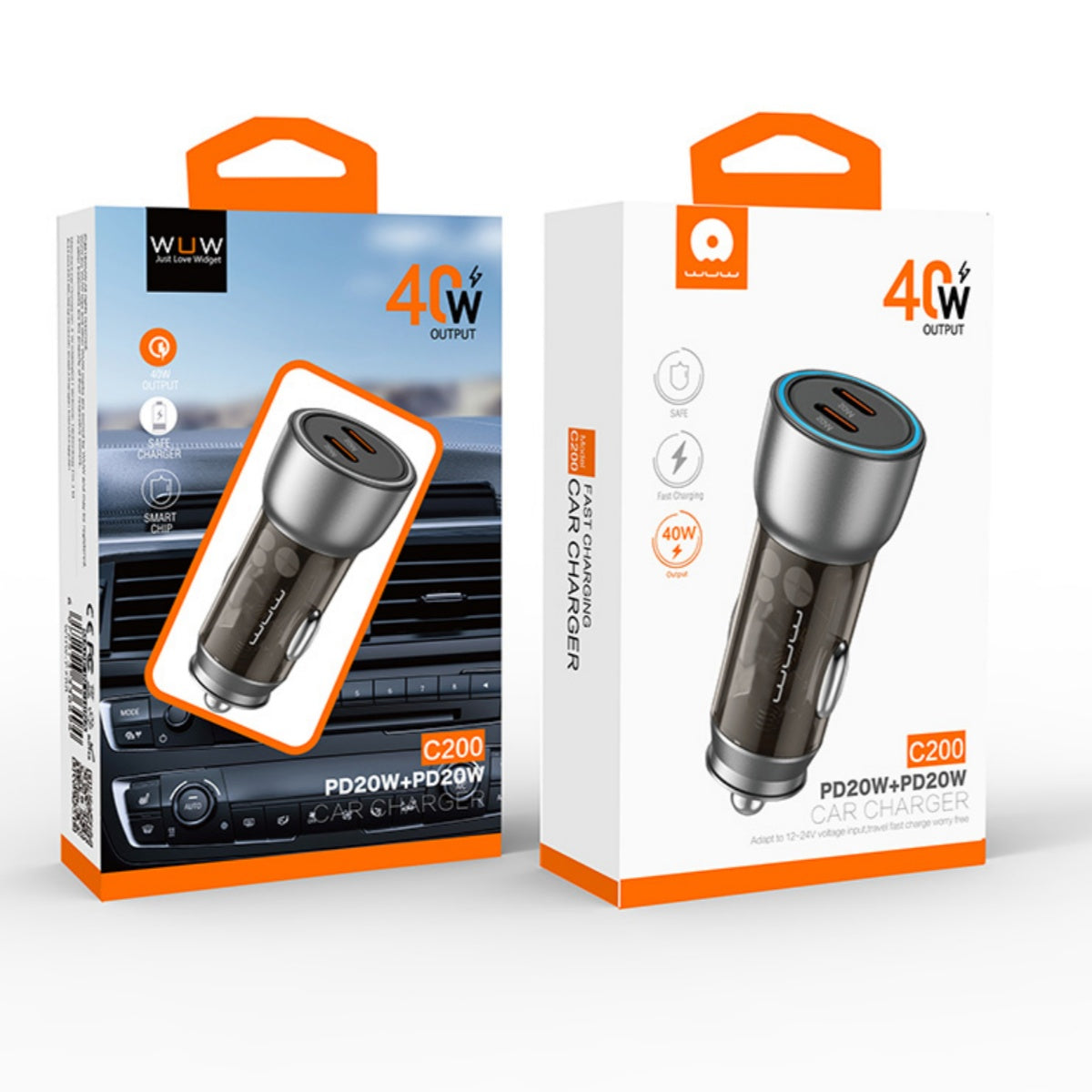 WUW-C200 PD*2 40W Car Charger