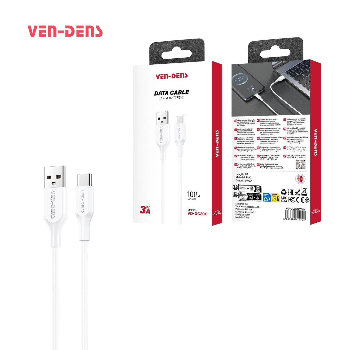 VEN-DENS VD-DC20C 3A Type-C Cable