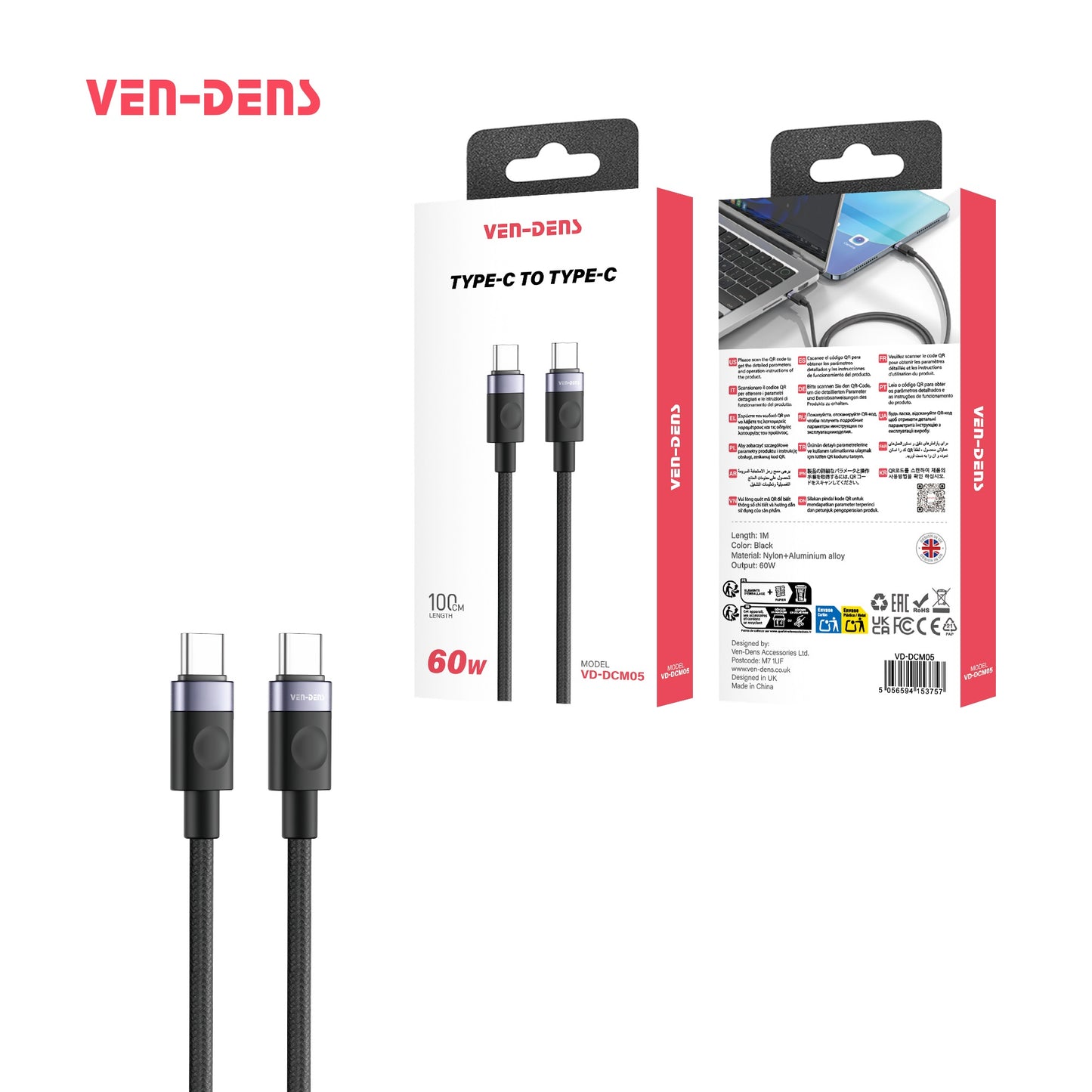 VEN-DENS VD-DCM05 60W Type-C~Type-C Cable