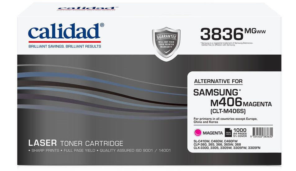Calidad 3836-MGWW Magenta Toner alternative for SAMSUNG MLTK406S