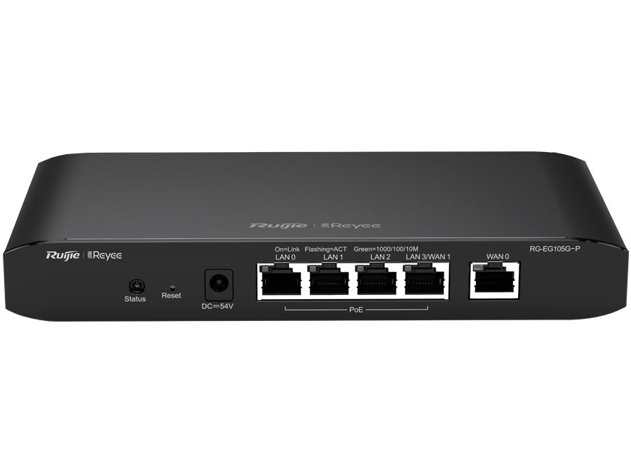 Reyee 5 Port Gigabit 2 WAN 4 PoE 54W 100 User Cloud Router | RG-EG105G-P