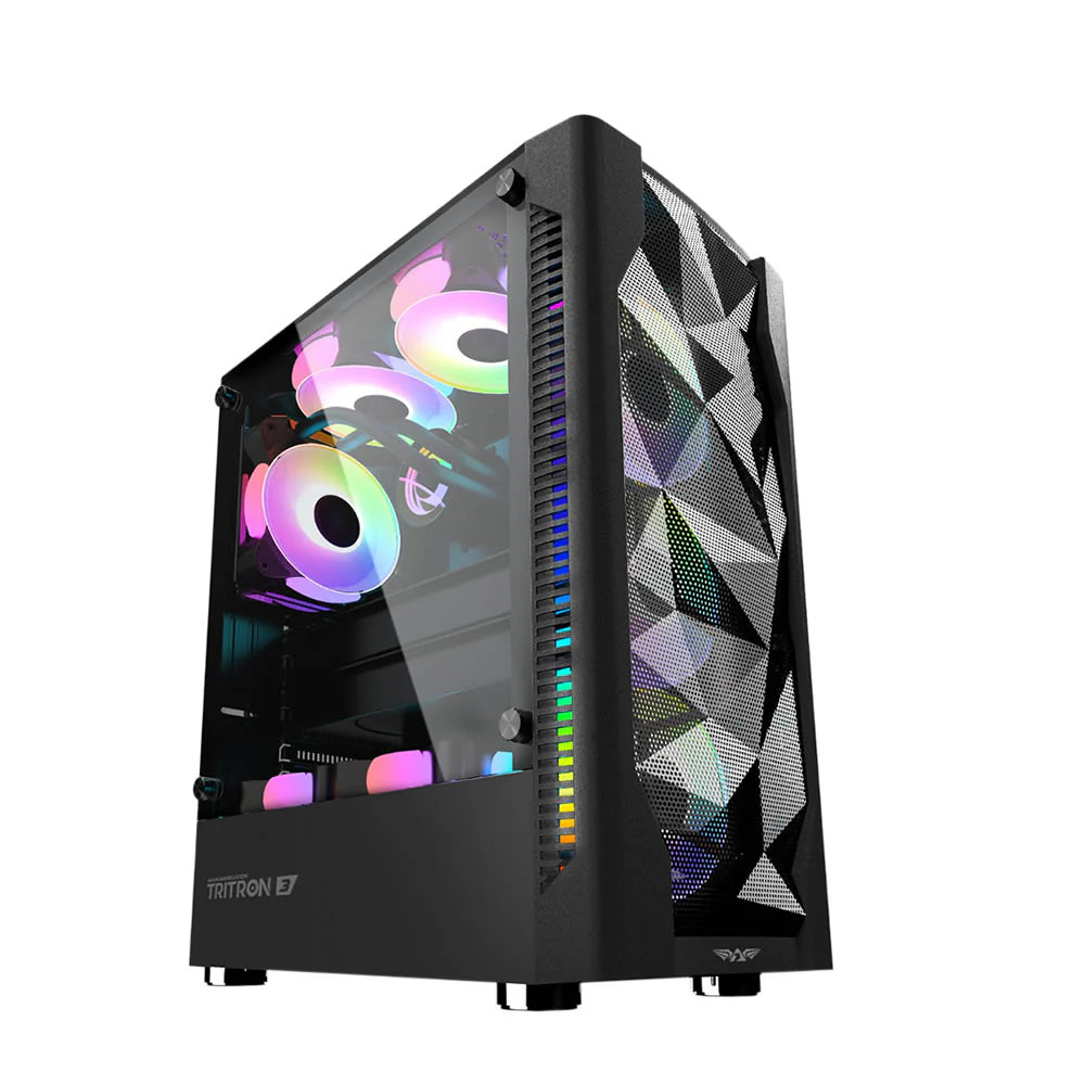 Armaggeddon Tritron 3 ATX Gaming Case with 3xARGB Fans - Black