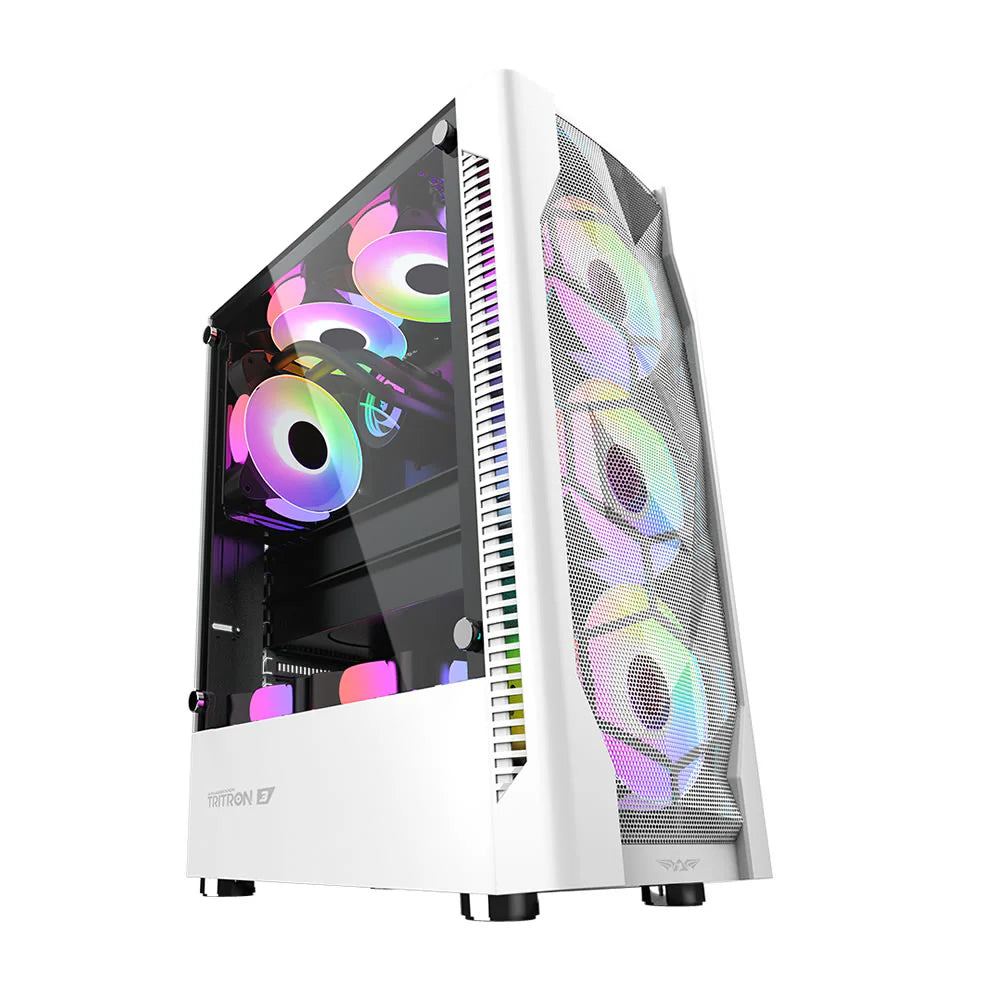 Armaggeddon Tritron 3 ATX Gaming Case with 3xARGB Fans - White