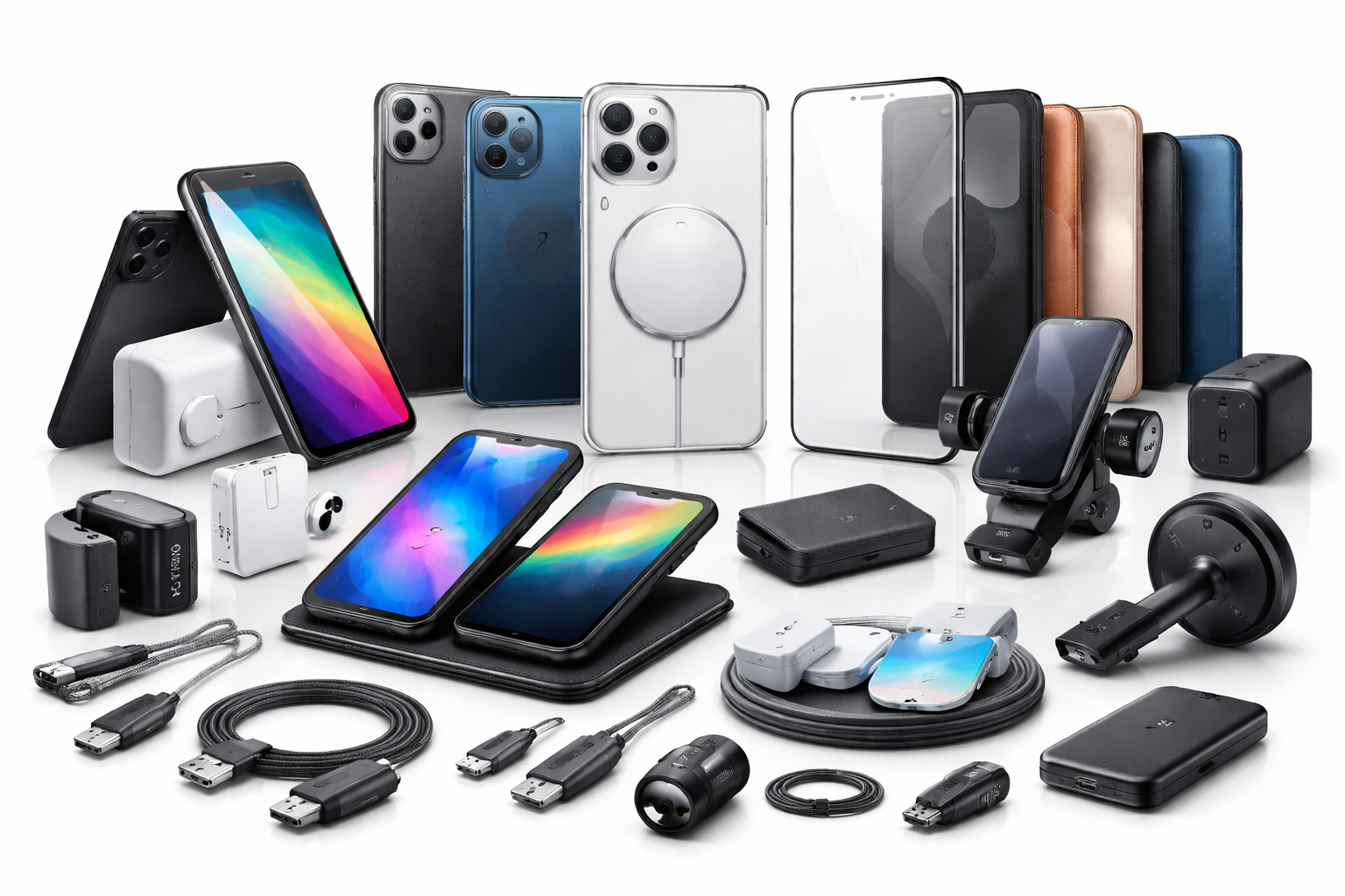 Mobile phones, chargers, and mobile accessories collection