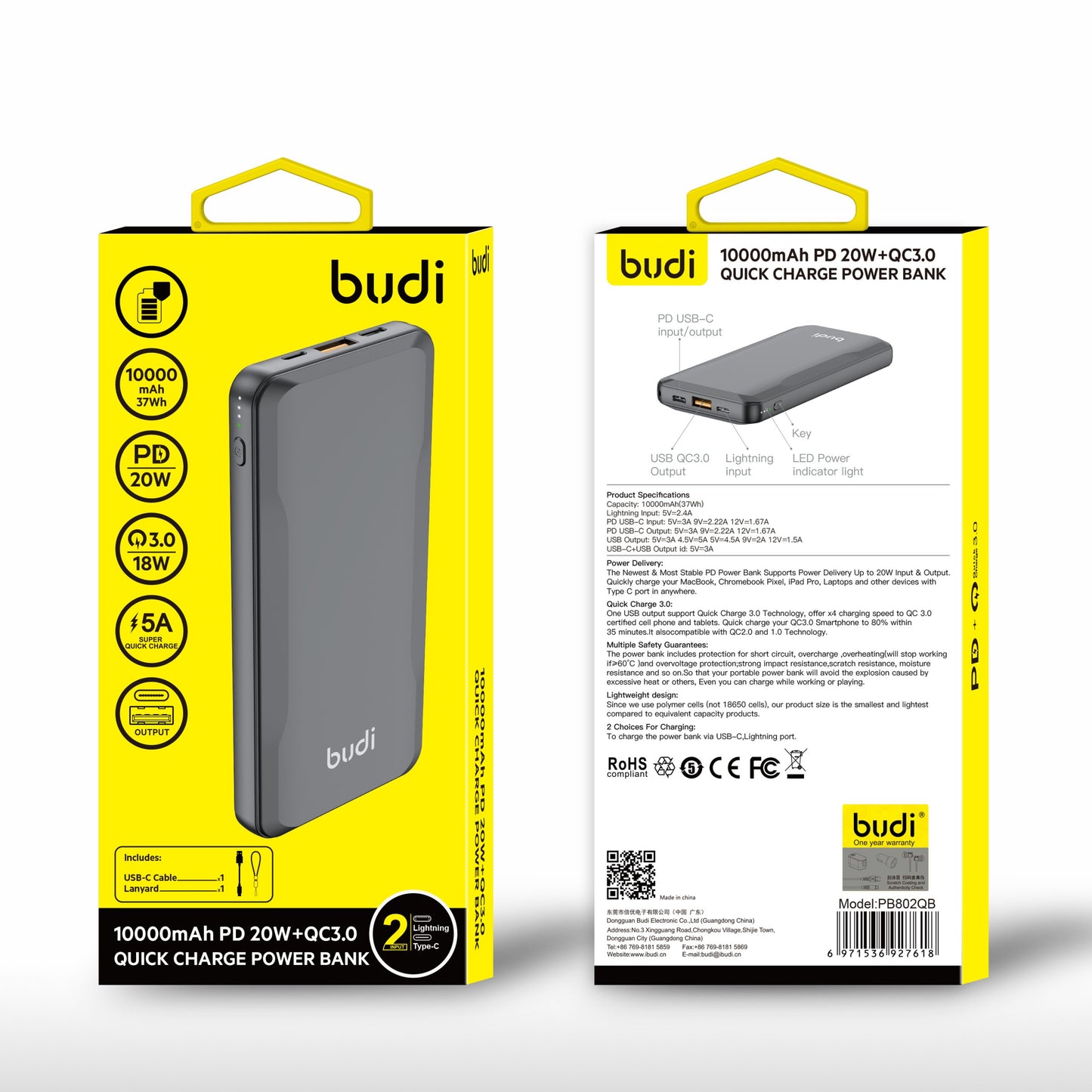 budi PB802QB 20W 10000mAh Power Bank