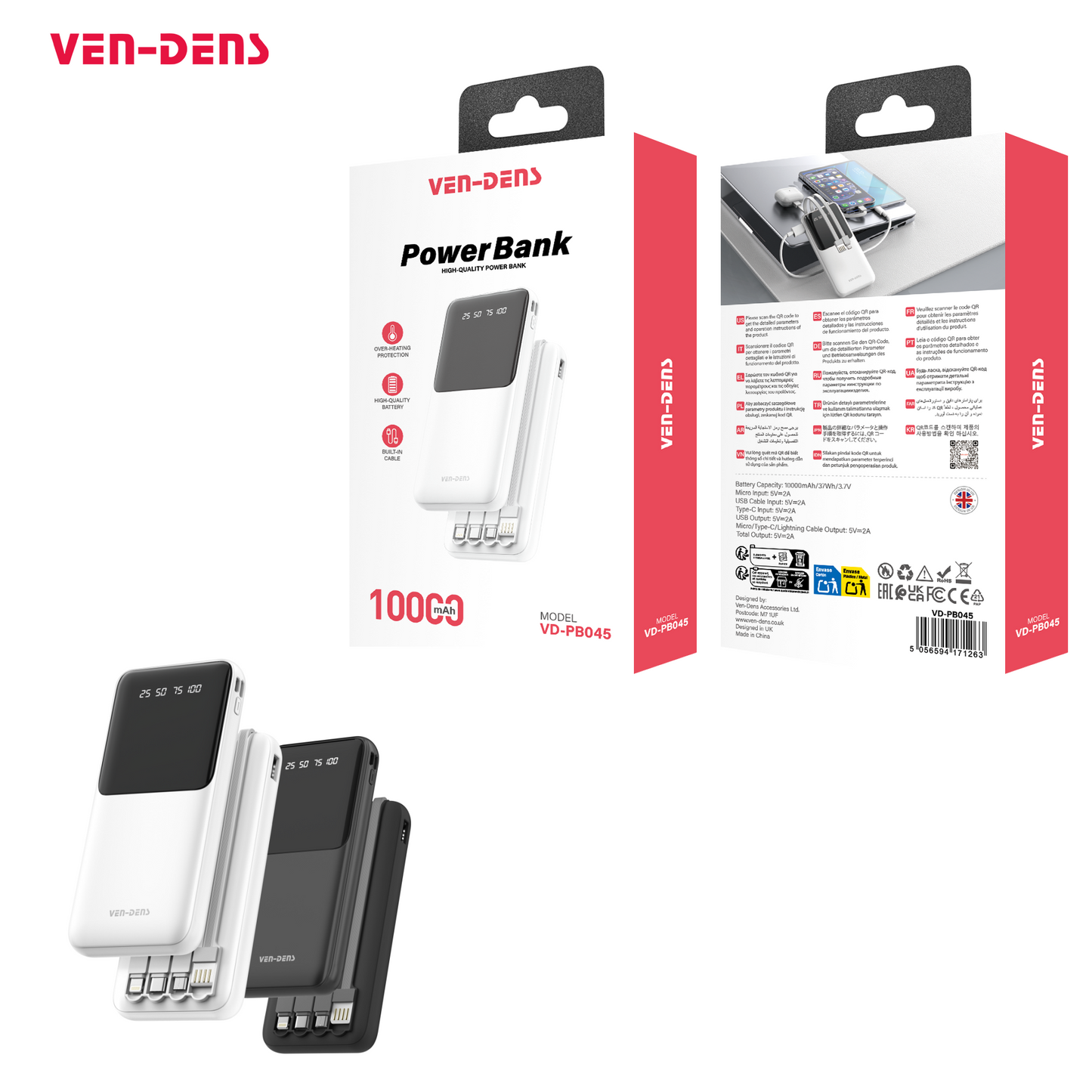 VEN-DENS VD-PB045 10000mAh W/Cable