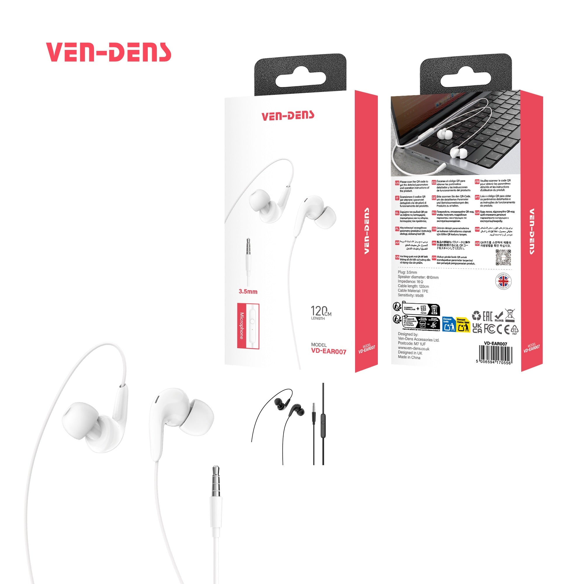VEN-DENS VD-EAR007 1.2m Earphone – Soundtech Online
