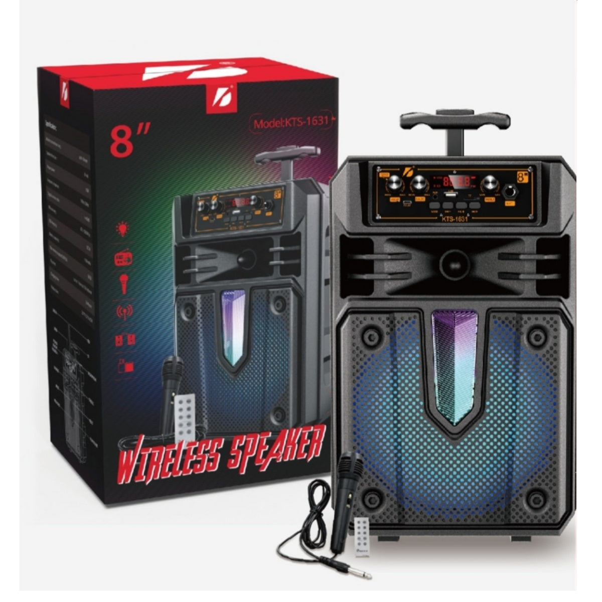 KTS-1631 Bluetooth 8" Speaker W/Mic+Remote