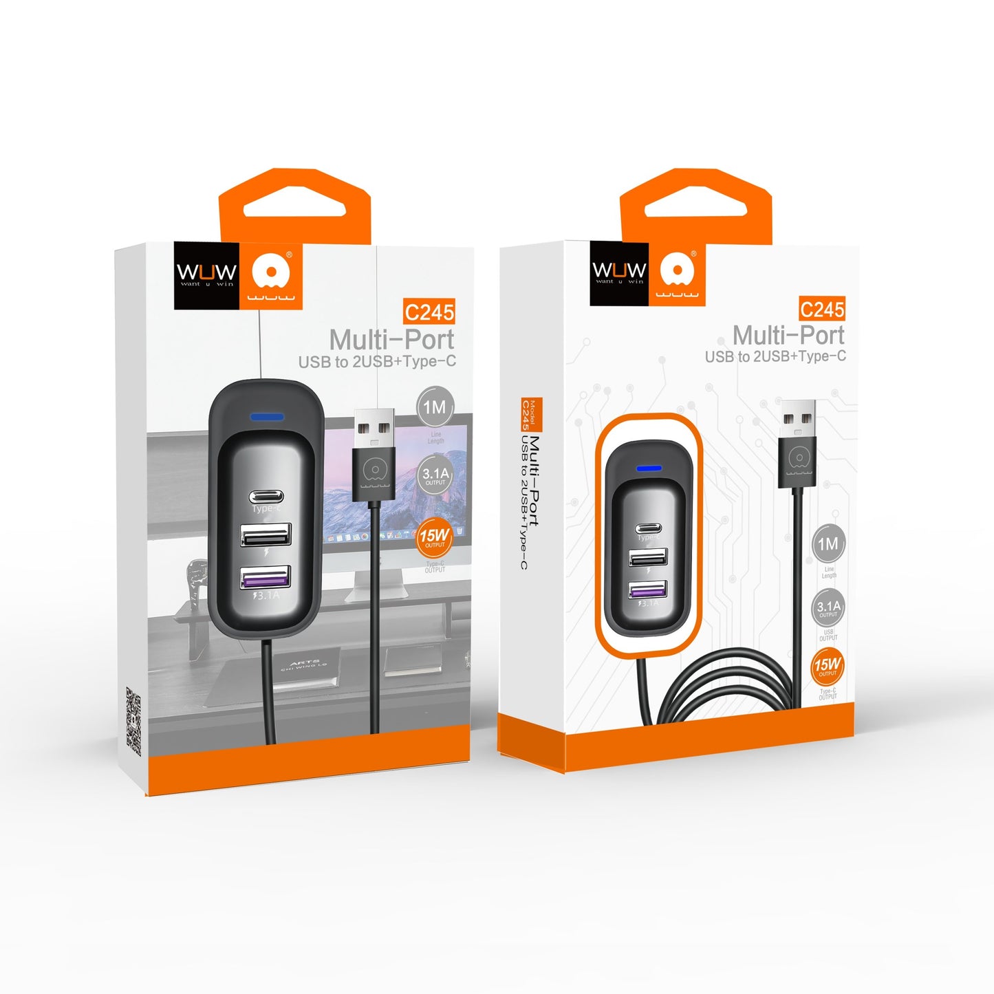 WUW-C245 Multi-Port 3.1A Cable Adapter