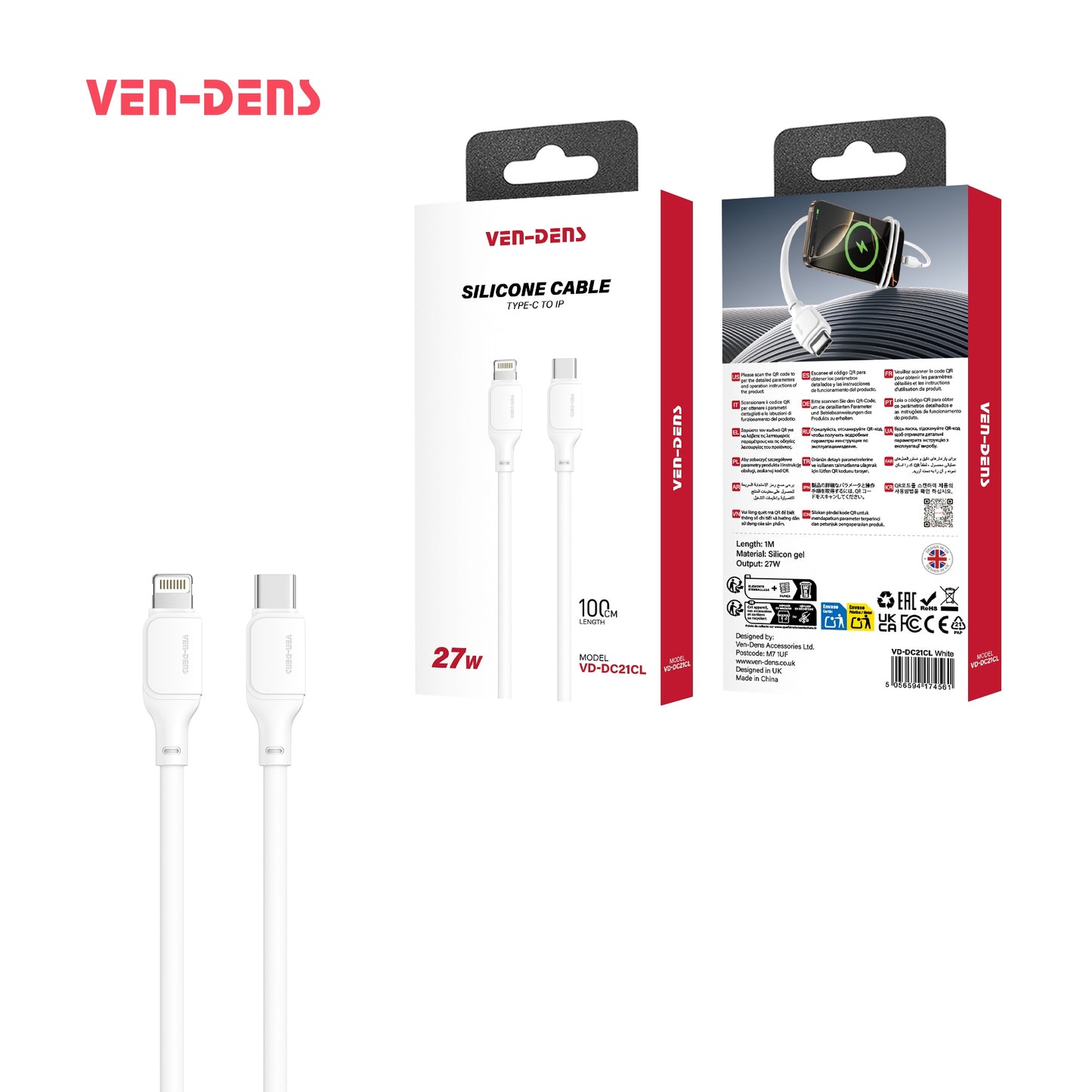 VEN-DENS VD-DC21CL 27W PD iPhone Cable