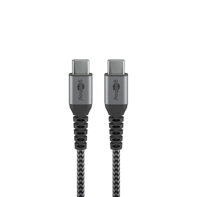 Goobay USB-C to USB-C Textile 1m Cable with Metal Plugs - Space Grey/Silver
