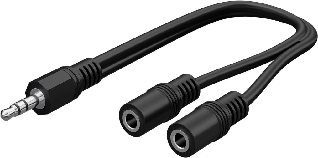 Goobay 3.5 mm Audio Y Cable Adapter, 1x Male to 2x Female Stereo