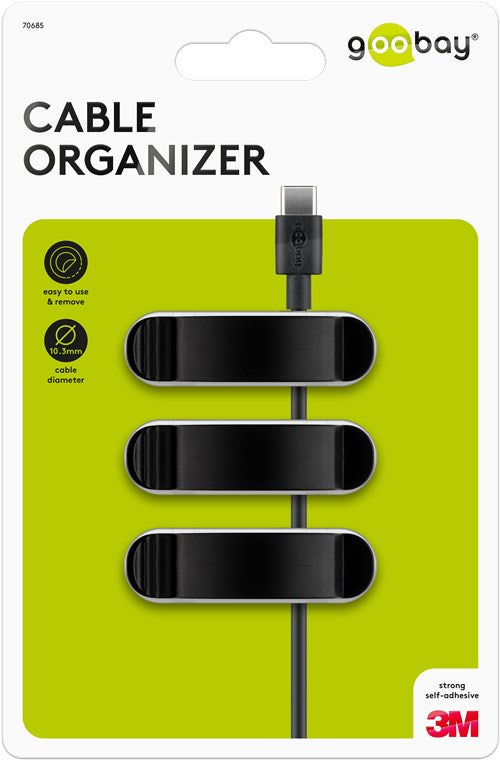 Goobay Cable Management Clip 3 Slots 3-Piece Set - Black