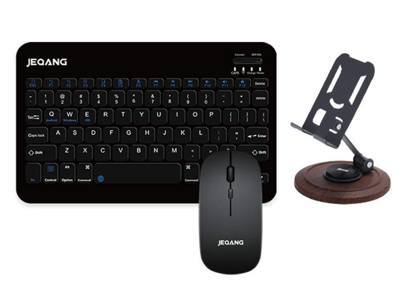 Jeqang Wireless Keyboard, Mouse & Phone Stand Combo