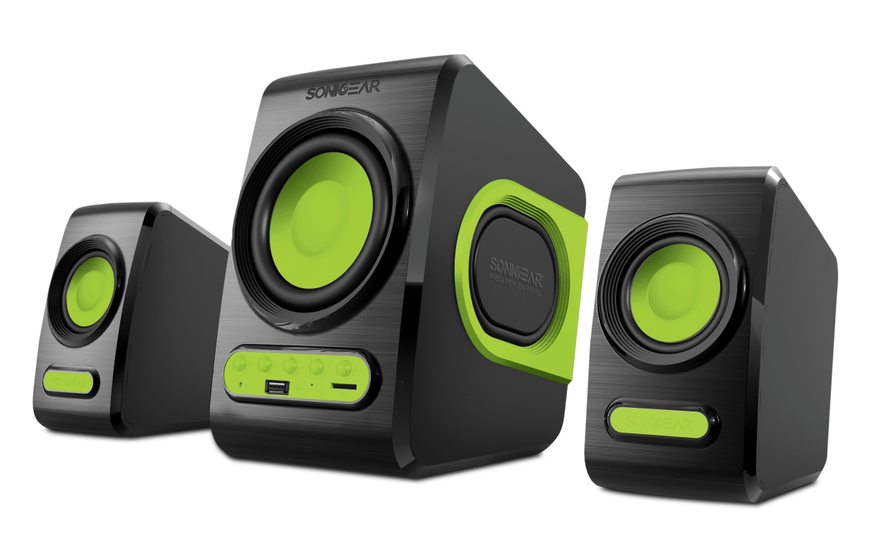 SonicGear Quatro V 2.1 USB Powered Speakers - Lime Green