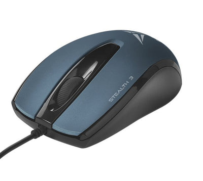 Alcatroz Stealth 3 Stealth Silent USB Wired Mouse - Metallic Blue