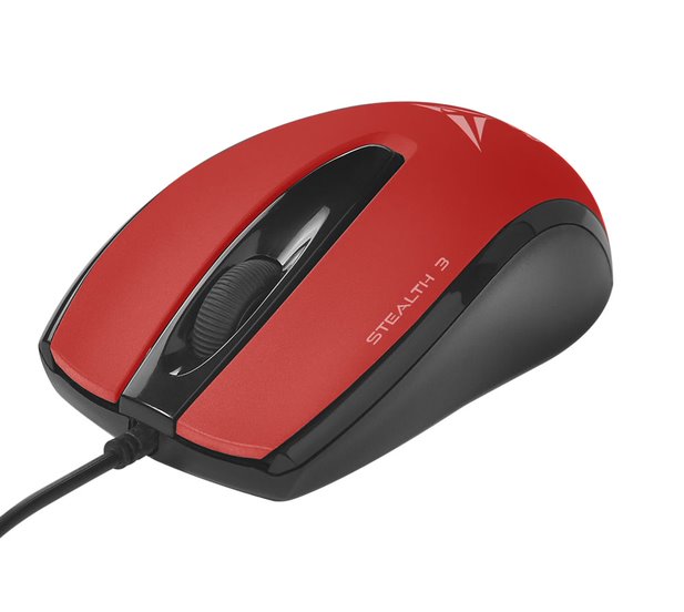 Alcatroz Stealth 3 Stealth Silent USB Wired Mouse - Metallic Red