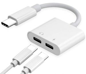 USB Type C male to 2 female audio & charge adapter