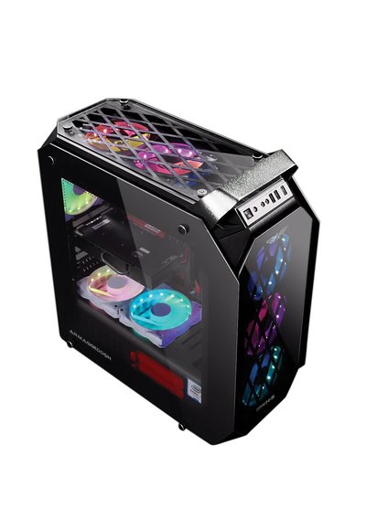 Armaggeddon Hagane H-3 ATX Tempered Glass Gaming Chassis - Red Fans