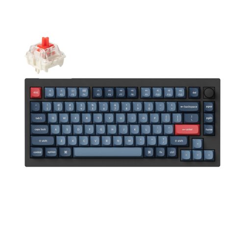 Keychron V1 Max QMK/VIA Wireless Custom Mechanical Keyboard | RED Switches – Black
