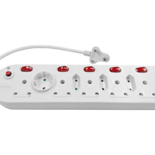 Multi Plug 5x16A 5x5A 0.5m Cord Switched White