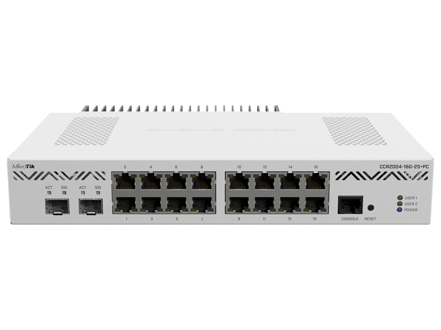 MikroTik Cloud Core 16 Port Gigabit 2SFP+ Passive Cooling Router | CCR2004-16G-2S+PC