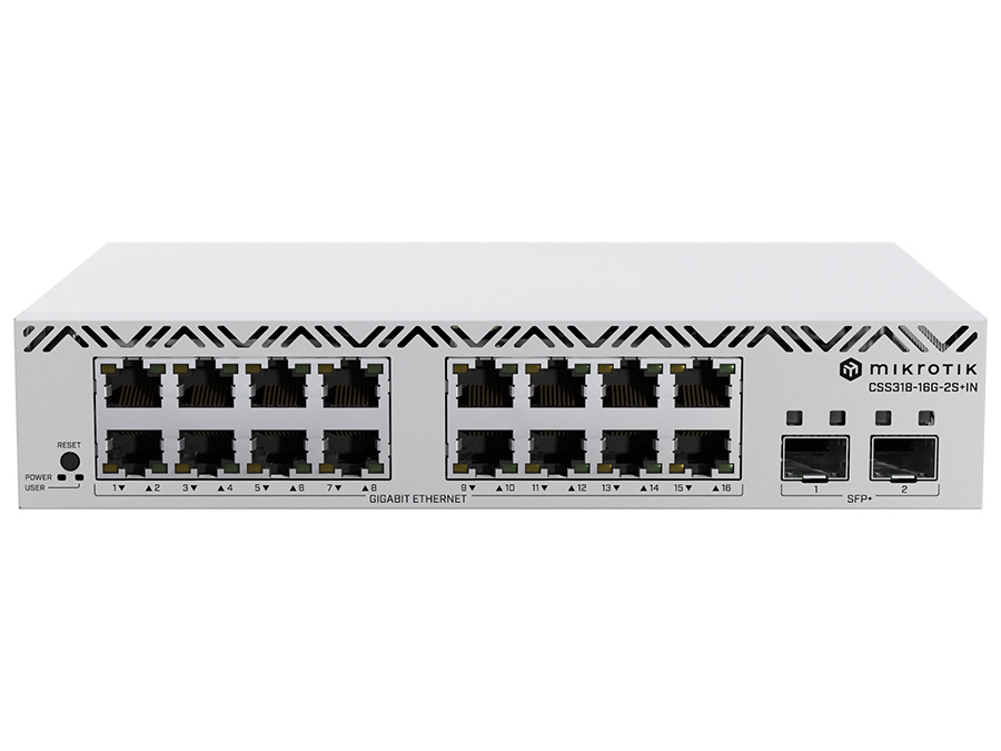 MikroTik SWoS Cloud Smart Switch 16 Port Gigabit 2 SFP+ | CSS318-16G-2S+IN