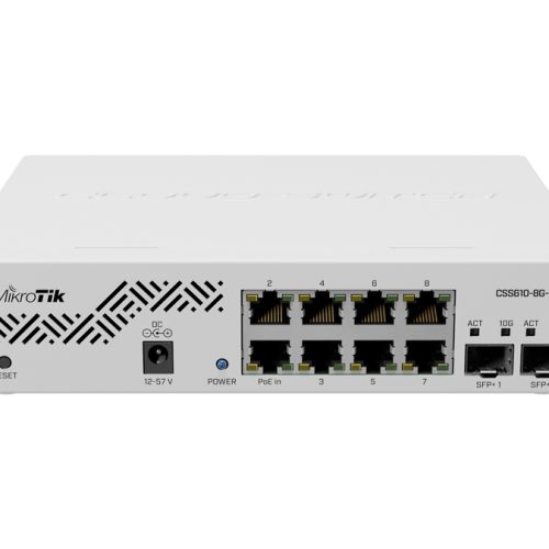 MikroTik SwOS Lite Cloud Smart Switch 8 Port Gigabit 2SFP+ PoE Input | CSS610-8G-2S+IN