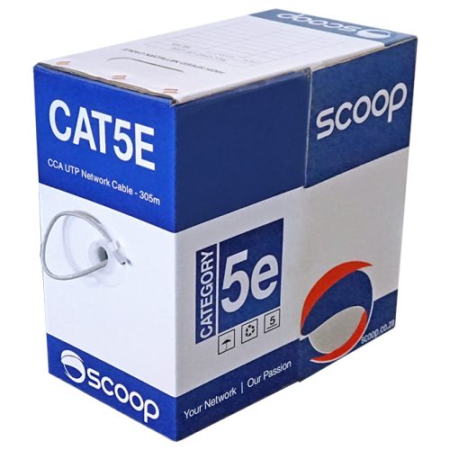 Scoop 305m Box Cat5e CCA Grey UTP Cable