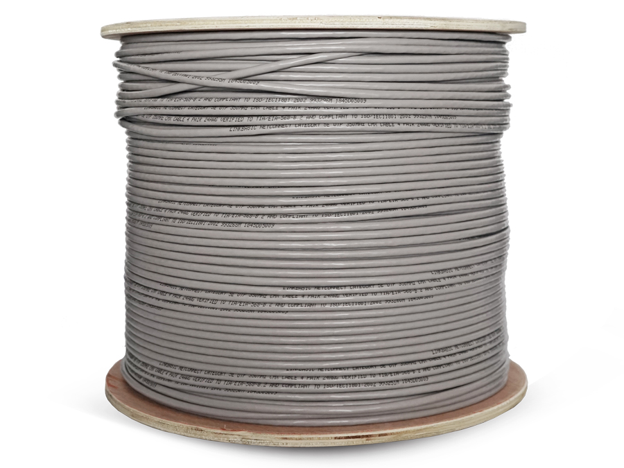 Linkbasic 500m Drum Cat5e Solid Grey UTP Cable