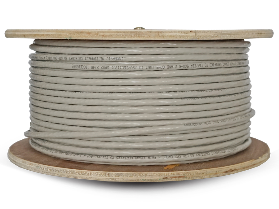 Linkbasic 100m Drum Cat6a Solid Grey UTP Cable