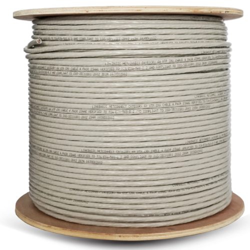 Linkbasic 305m Drum Cat6a Solid Grey UTP Cable