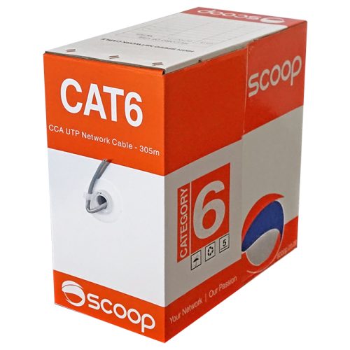 Scoop 305m Box Cat6 CCA Grey UTP Cable