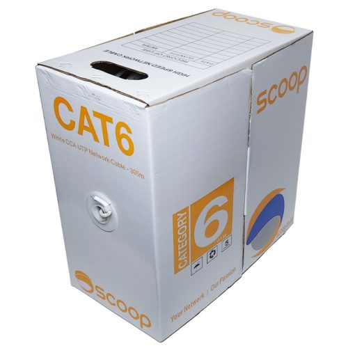 Scoop 305m Box Cat6 CCA White UTP Cable