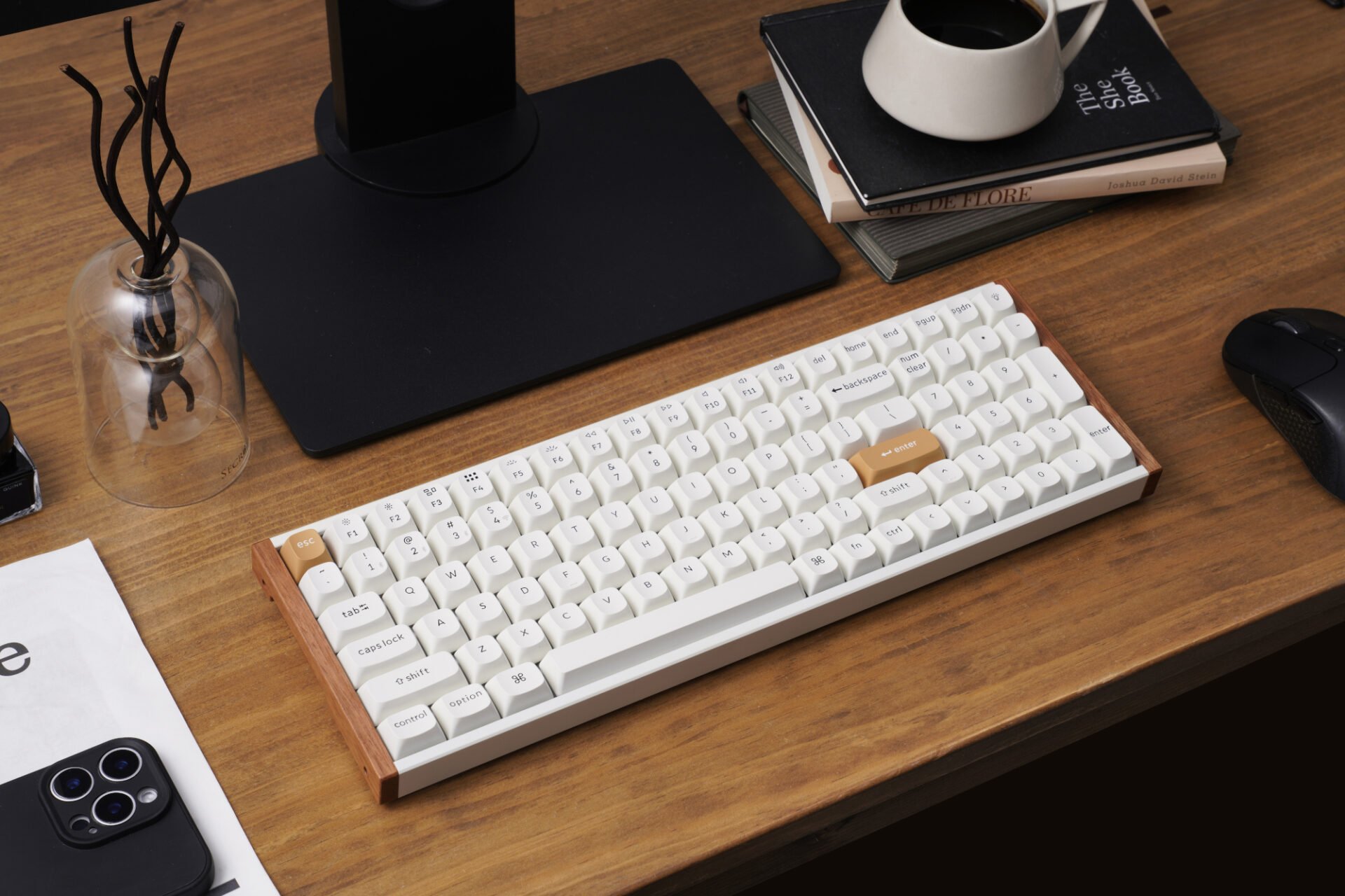 Keychron K4 HE 96% Magnetic Switch Hot-Swap RGB Wireless Keyboard – White (Wood + Aluminium) - Image 3