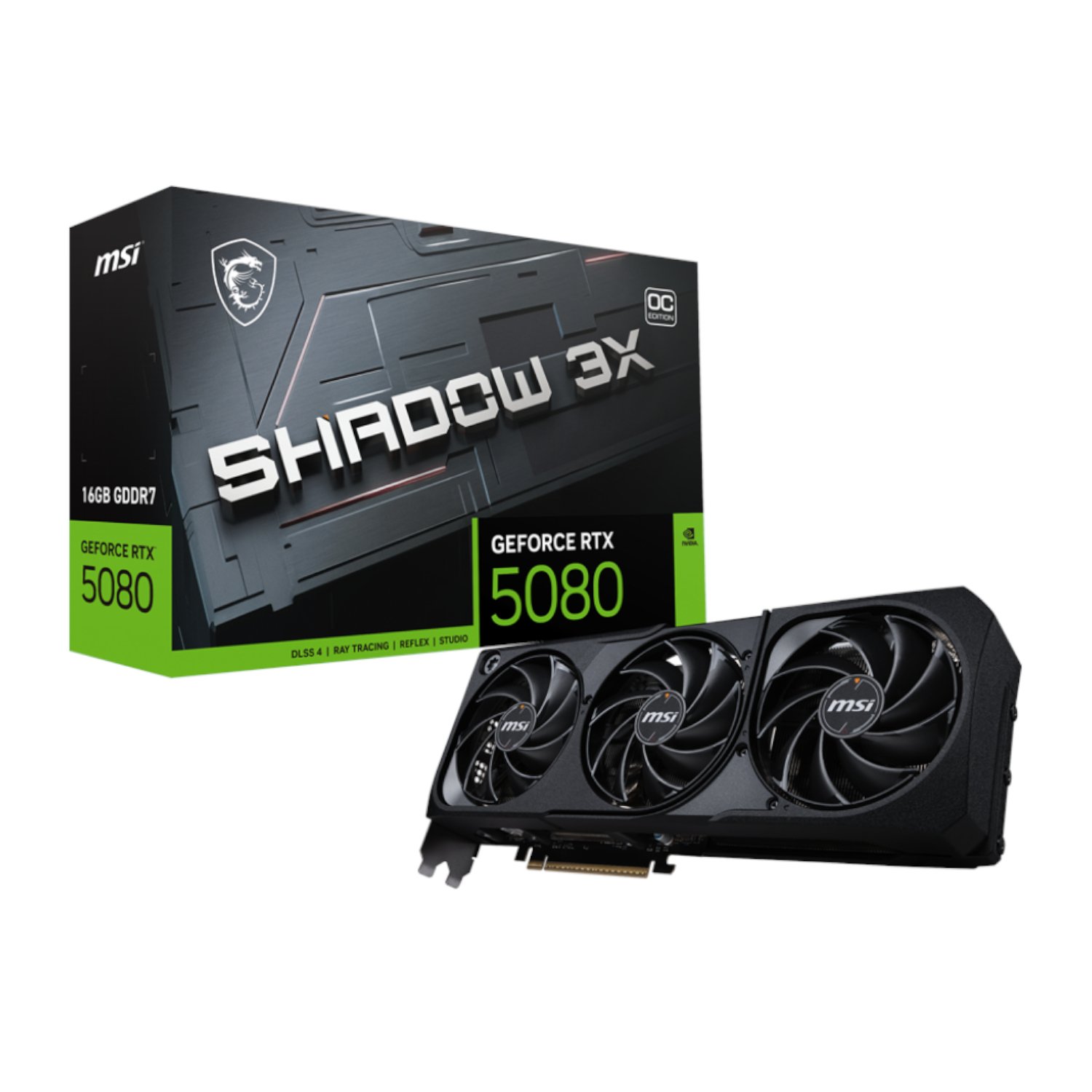 MSI GeForce RTX 5080 SHADOW 3X OC 16GB GDDR7 Graphics Card