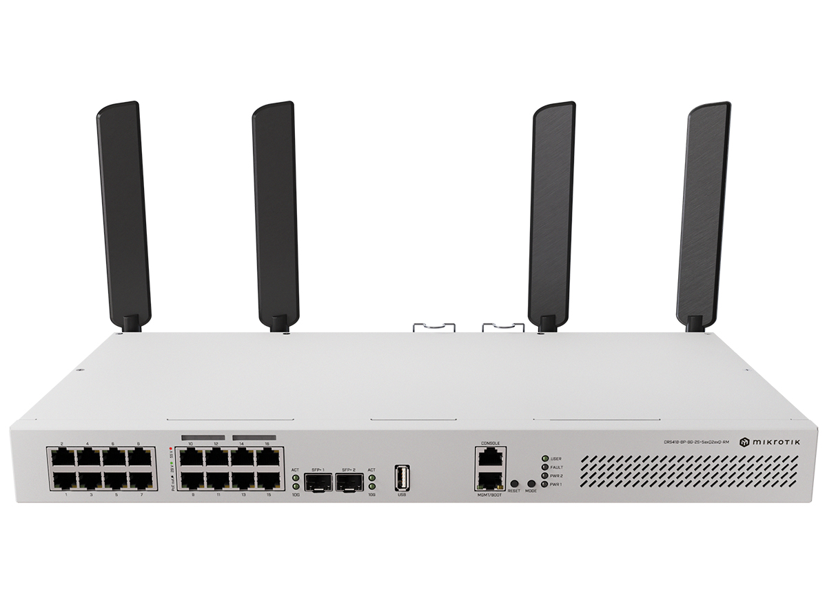 MikroTik Cloud Router Switch 16 Port with 8 PoE 150W 2SFP+ WiFi 6 | CRS418-8P-8G-2S+5axQ2axQ-RM
